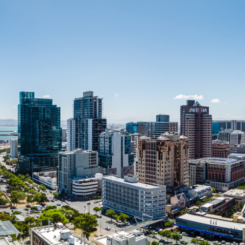 Cape Town City scape City Centre Urban Panoramic View on a sunny day in summer