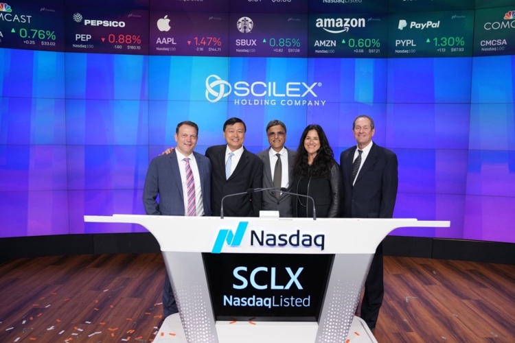 Litigation partner Jamie Wine and associate Russ Mangas ring the NASDAQ opening bell with client Scilex 