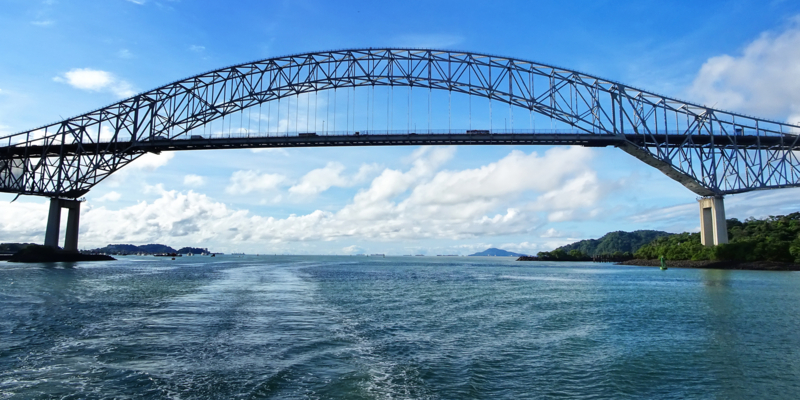 The Bridge of the Americas is the first bridge at the Pacific end of the Panama Canal.