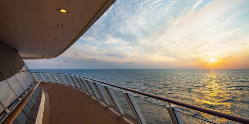 Scenic view of cruise liner deck and ocean