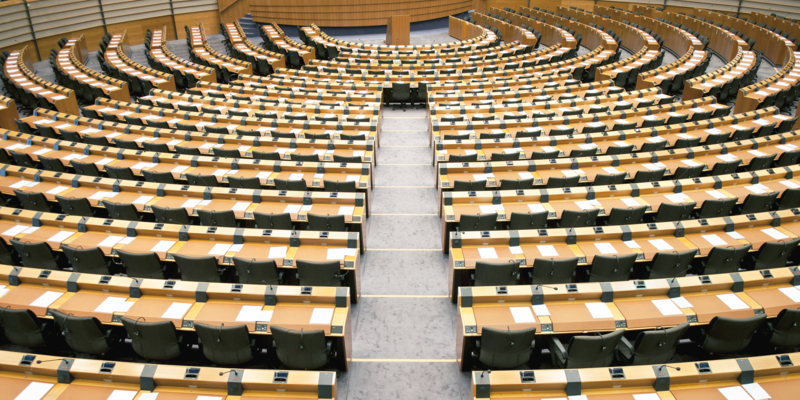 Empty Assembly Room Seat of European Parliament  in Brussels, Belgium, Europe.
