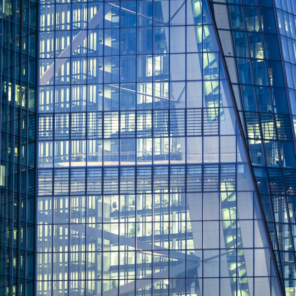 Germany, Hesse, Frankfurt, European Central Bank, detail of glass façade
