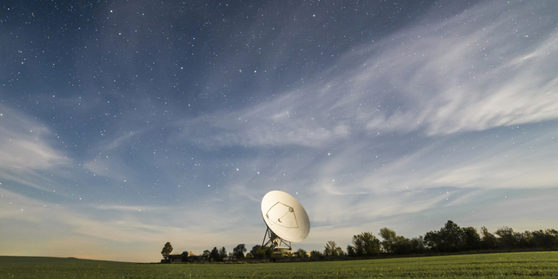 Observatory antenna receives signals from space
