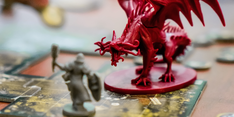 Red dragon in tabletop board game